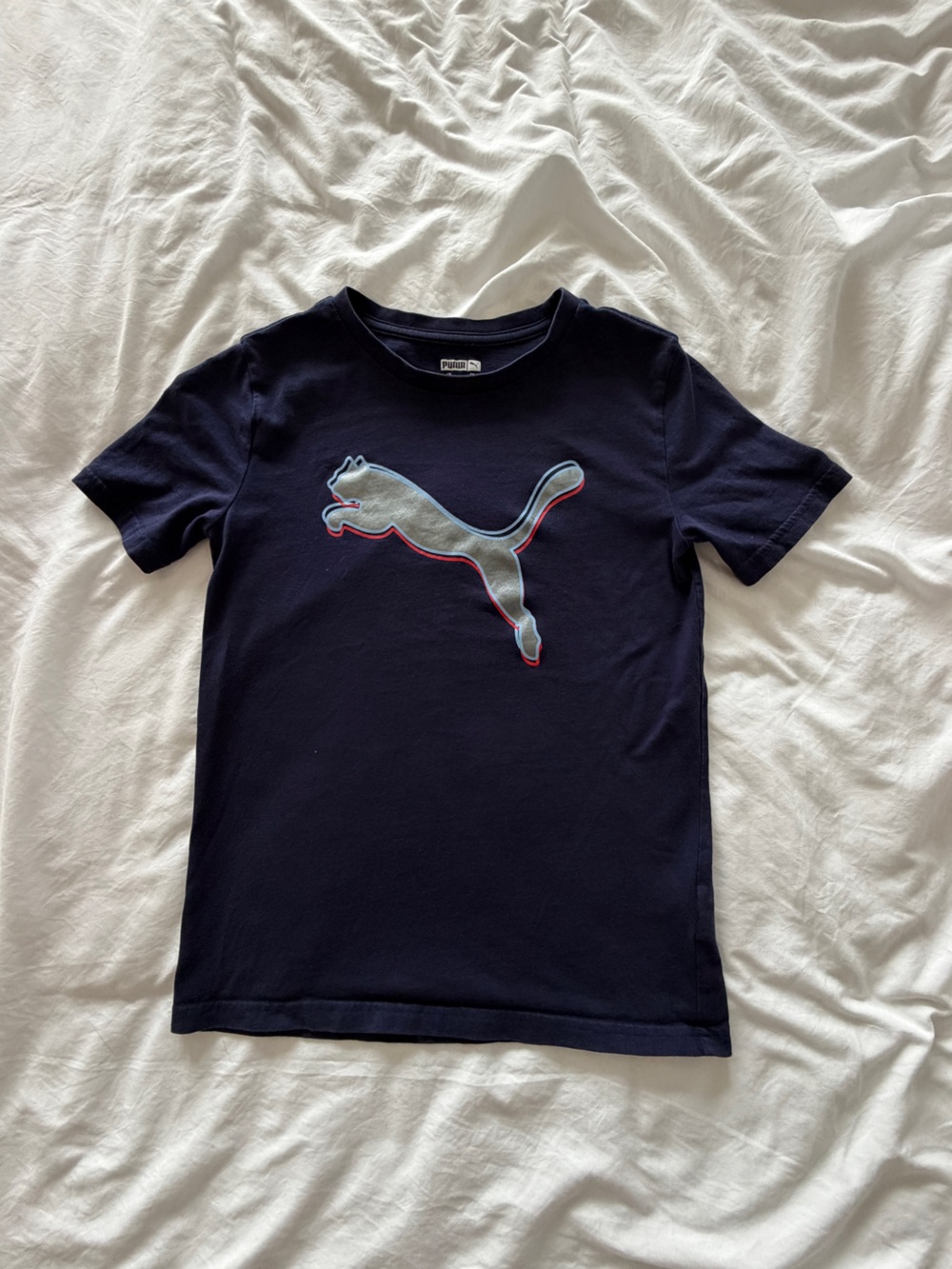🟢 Puma Boys Navy Logo Graphic Tee M 10/12 Short Sleeve | 20% Off 2+